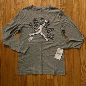 Jordan Gray Long Sleeve Tee with Logo